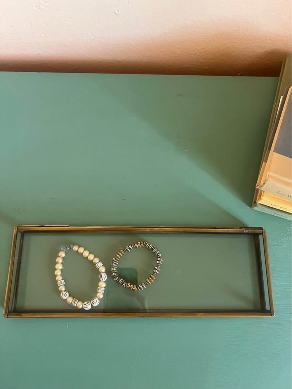 Vintage Brass & Glass Jewelry Display Box / Keepsake Case
12” L x 4” W x 2” H